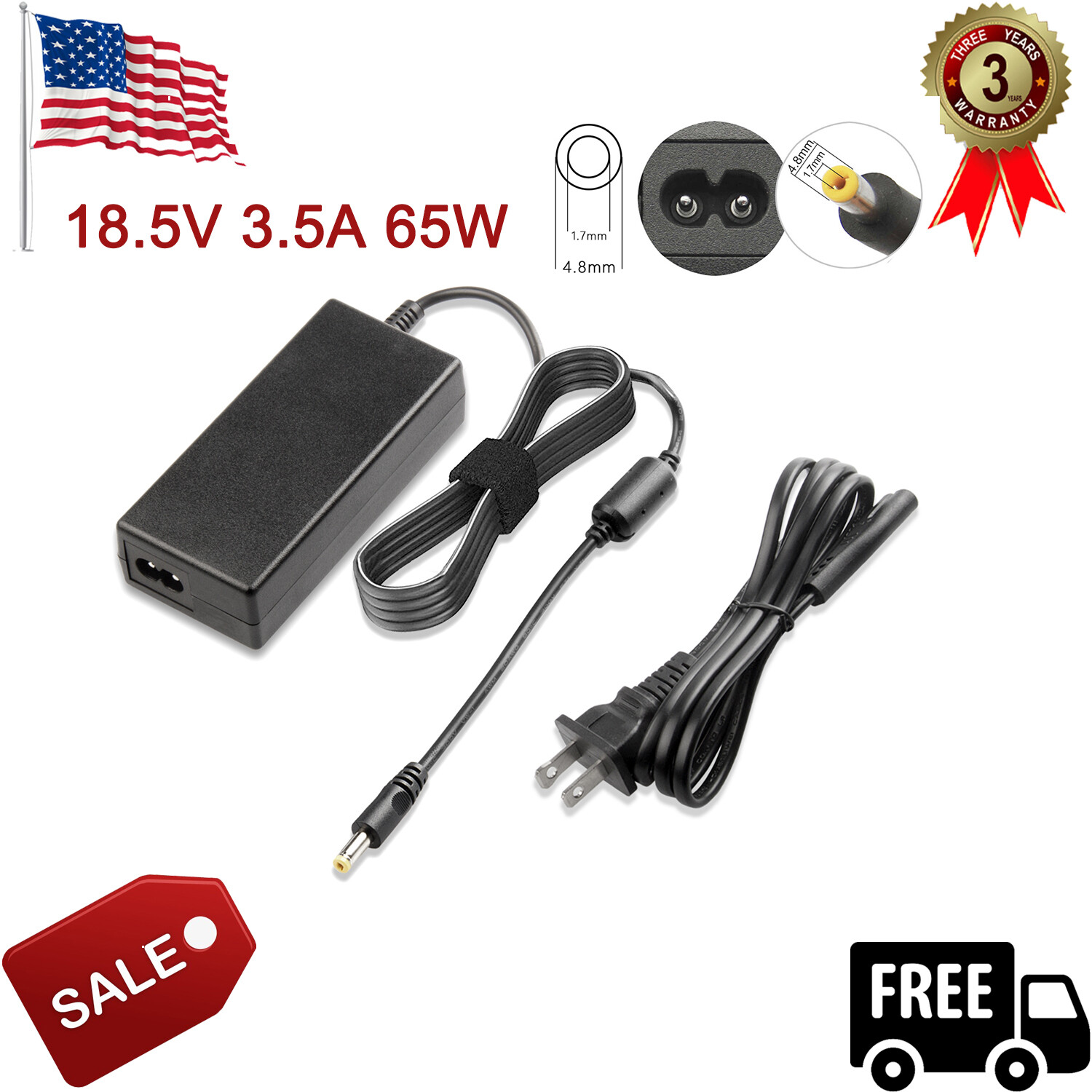 For HP Pavilion DV9000 DV1000 DV6000 DV6500 DV6700 DV2000 65W AC Adapter Charger