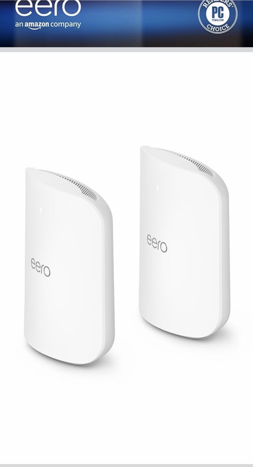 Amazon eero Max 7 Wi-Fi 7 Tri-Band Mesh WiFi System – 2 Pack – White