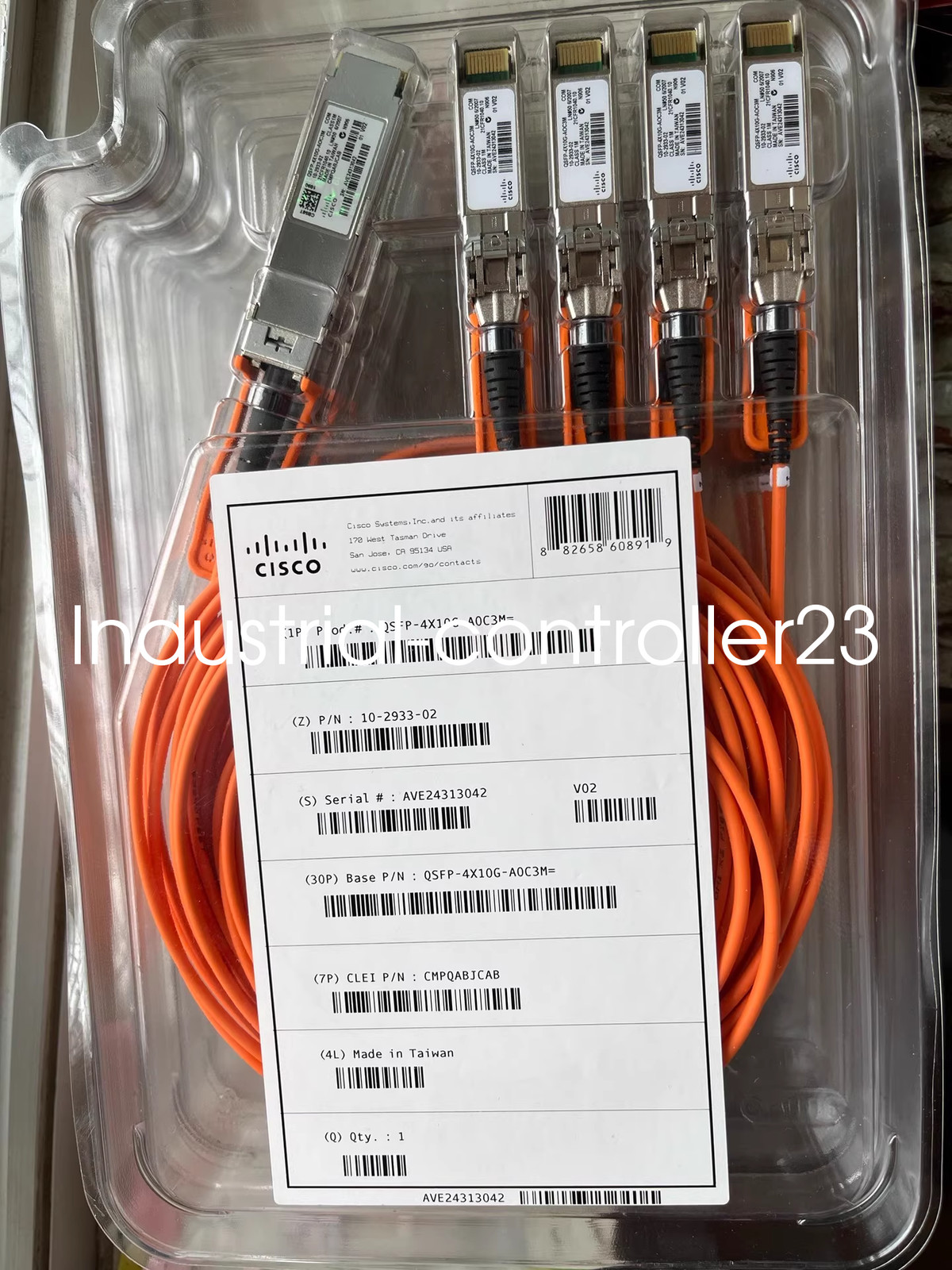 NEW CISCO QSFP-4X10G-AOC3M - 40G AOC QSFP to 4SFP breakout 10-2933-02