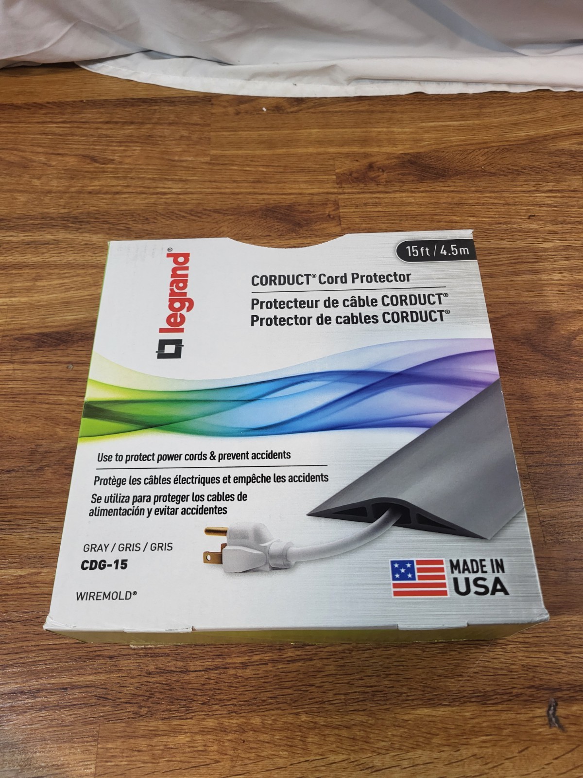 LEGRAND CDB-15 CORDUCT CORD PROTECTOR 15' ft / 4.5 m GRAY WIREMOLD
