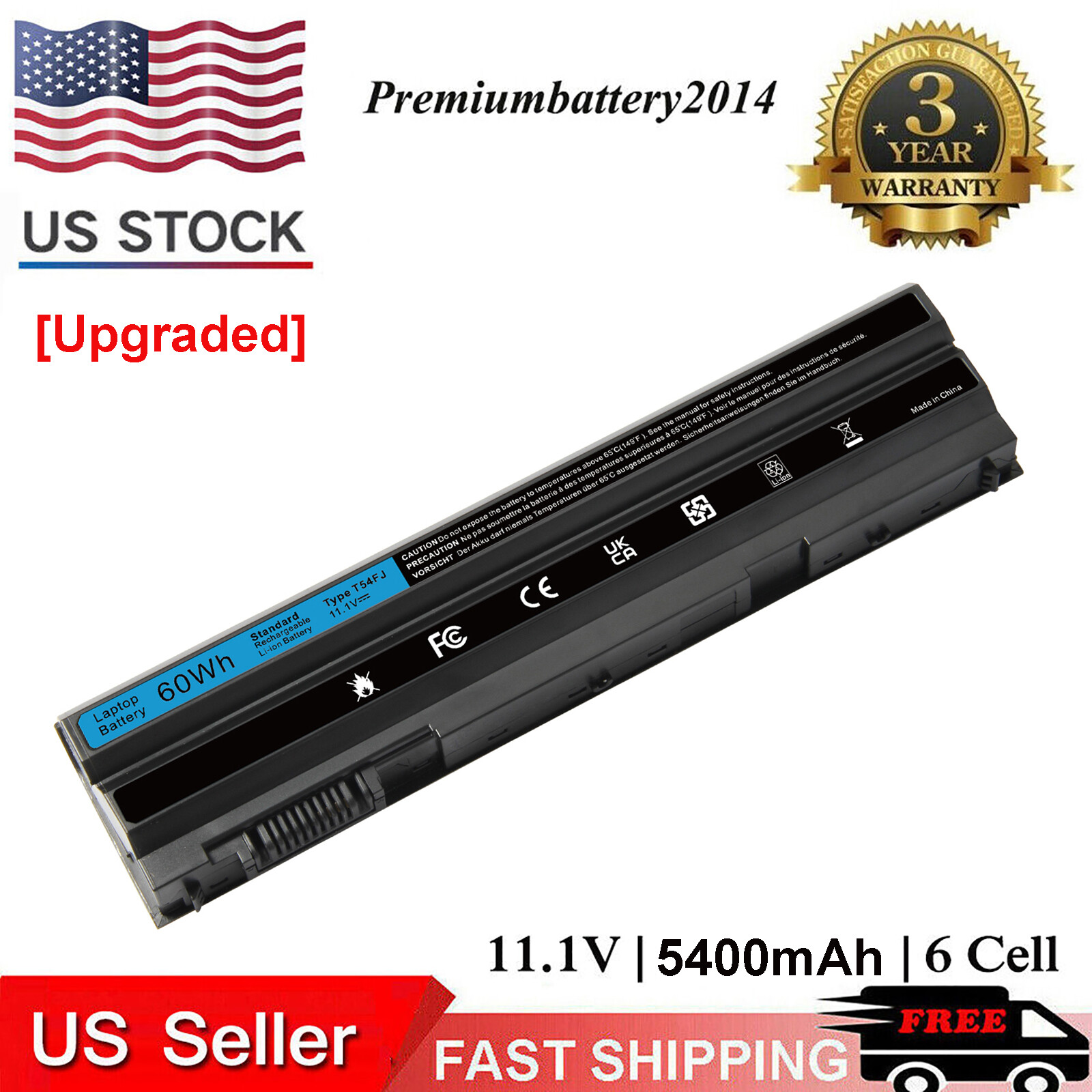 60Wh T54FJ E6420 Battery for Dell Latitude E5420 E6430 E6520 E6530 T54FJ M5Y0X