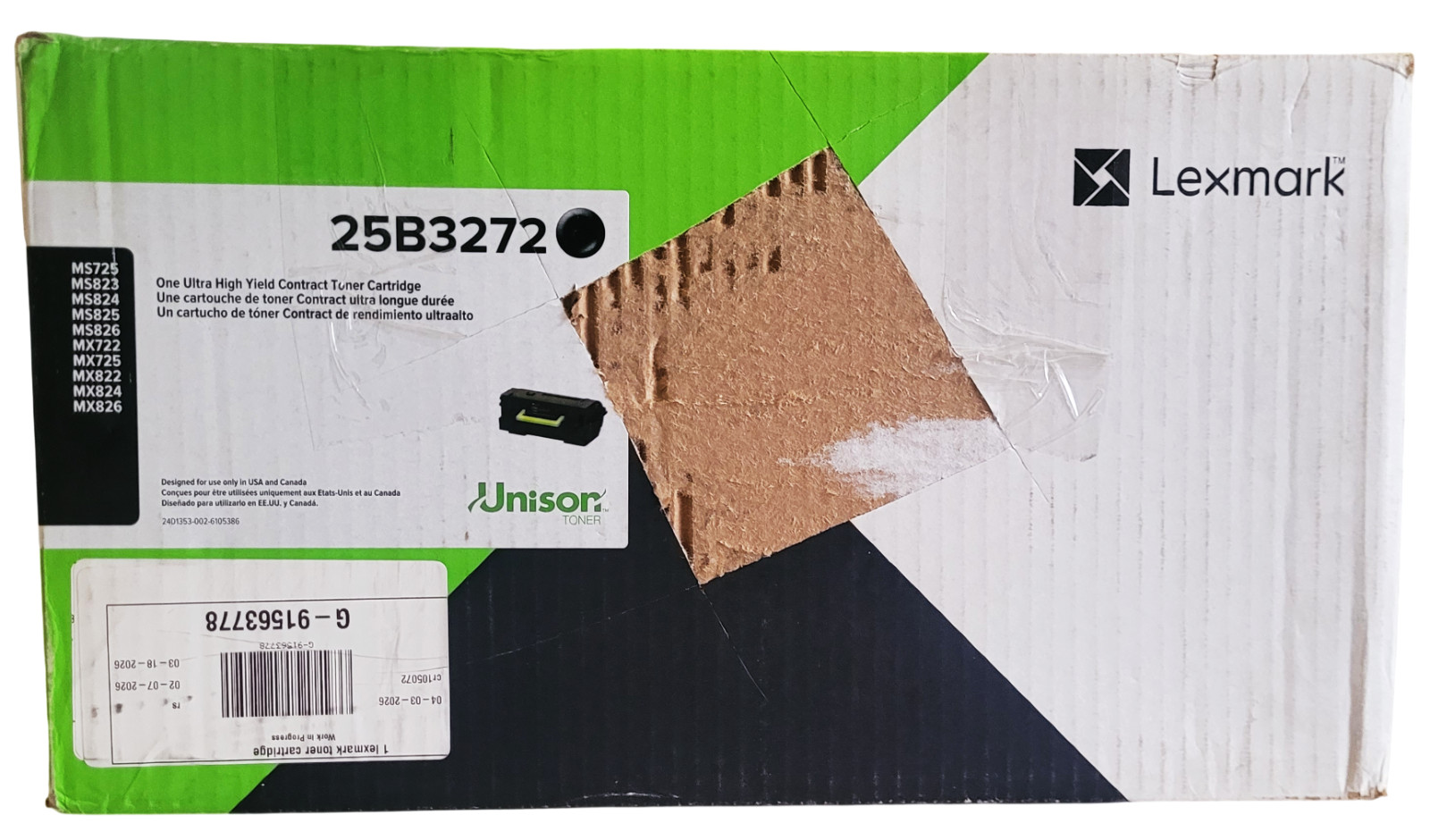 Lexmark 25B3272 Black Ultra High Yield Toner Cartridge New Sealed-Open Box