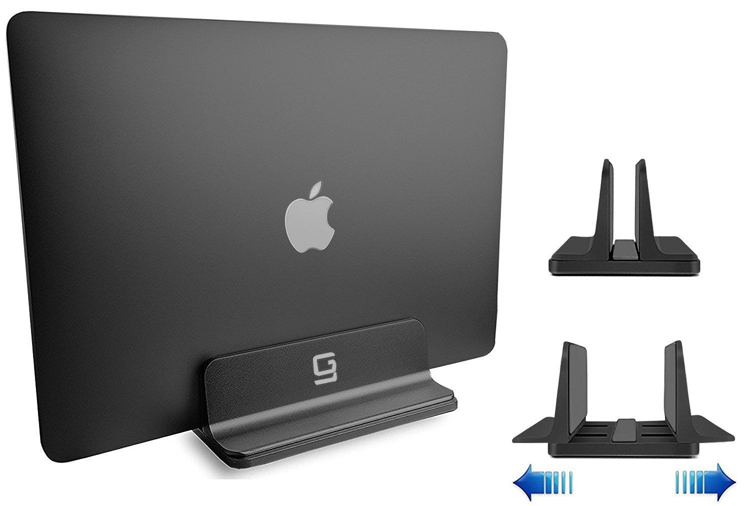 Vertical Laptop Stand [Adjustable] Desktop Aluminum Compact Fit All Sizes Black