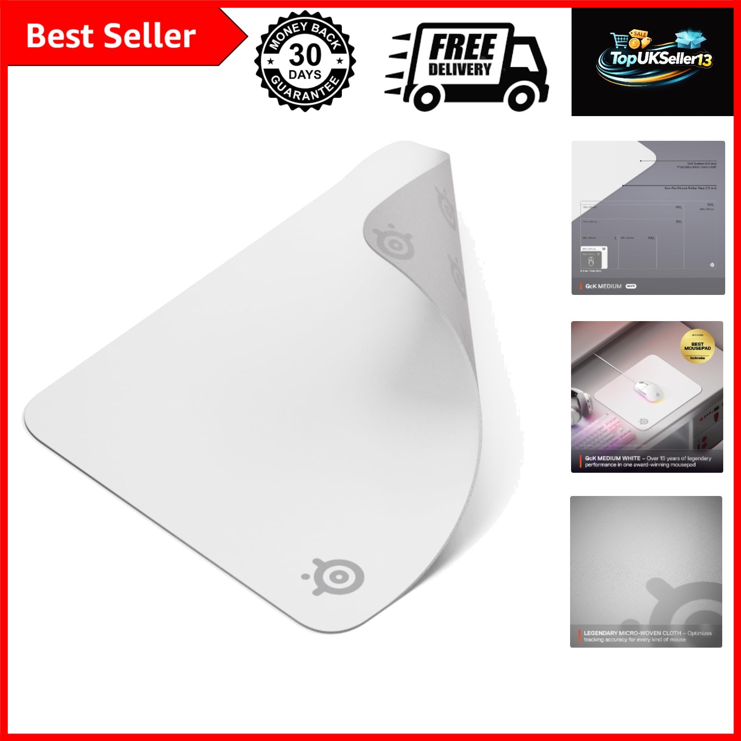 QcK Cloth Gaming Mouse Pad - Exclusive Micro-Woven Surface - Optimized for Ga...