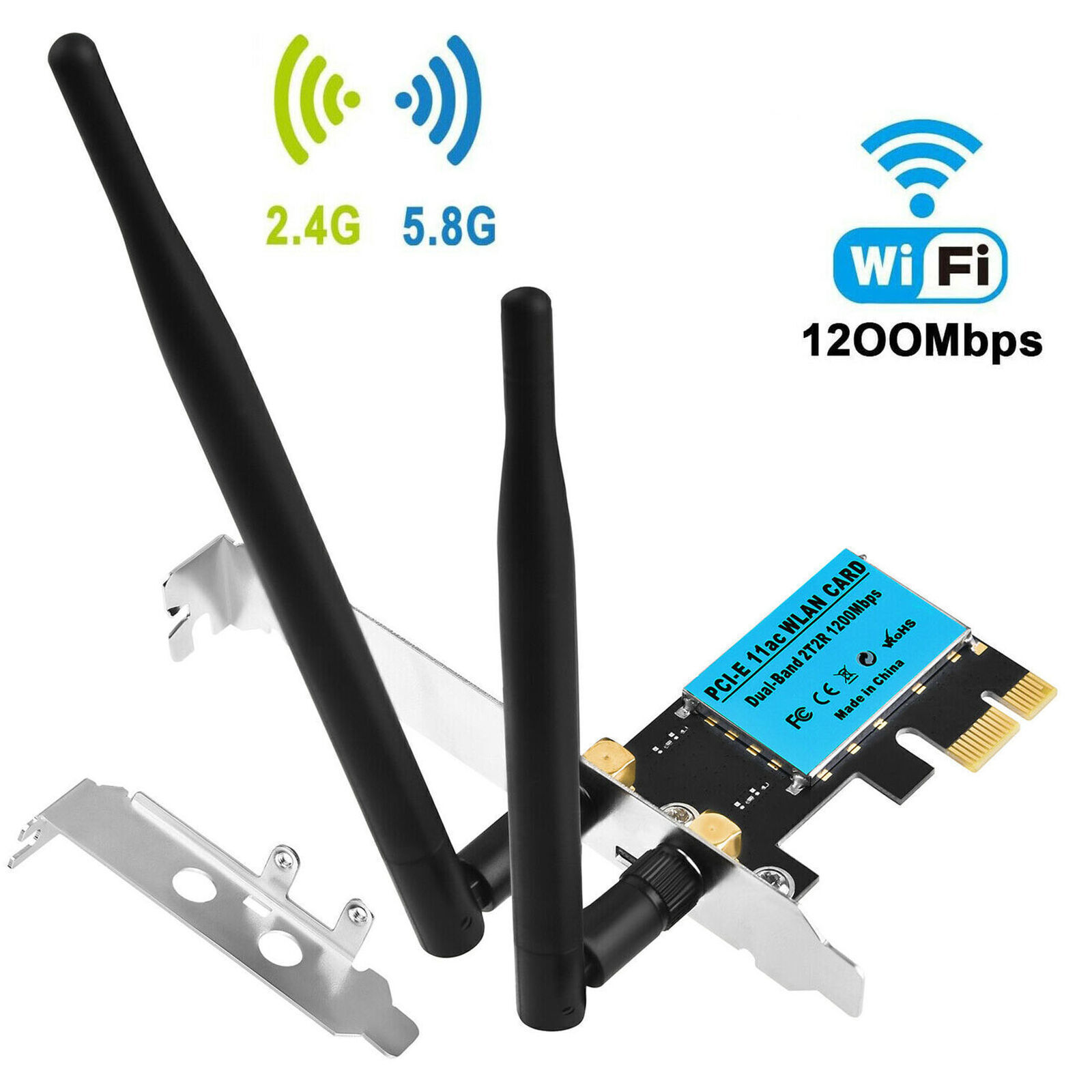 1200Mbps PCI-E Wireless WiFi Card 2.4G/5G Dual Band Network Adapter for Desktop