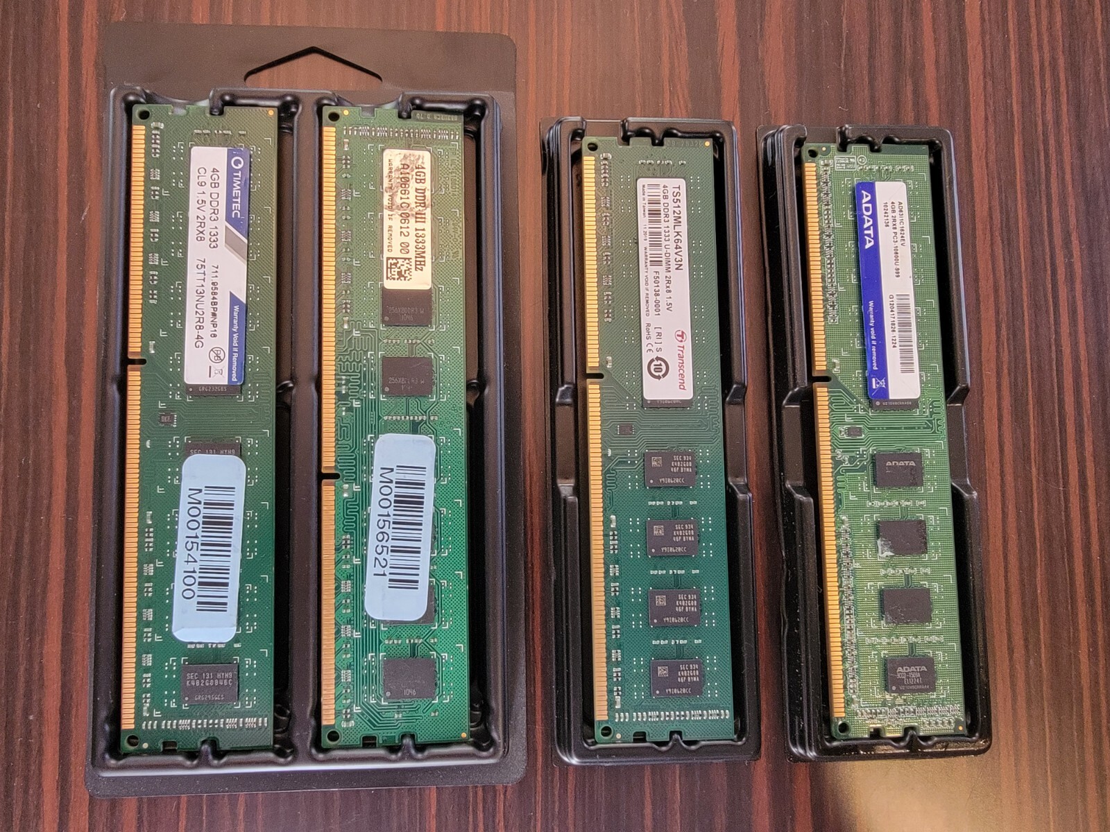 ADATA, Timetec, Transcend 16GB 4x 4GB DDR3 1333MHz Desktop RAM