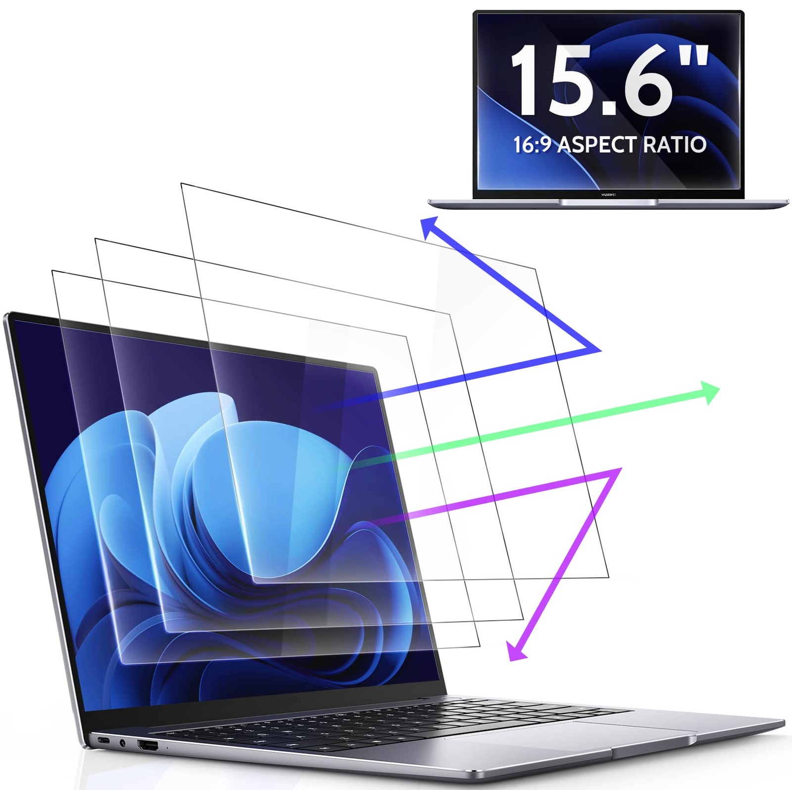 3 Pcs 15.6 Inch Anti Blue Laptop 15.6" 16:9 Aspect, Screen for