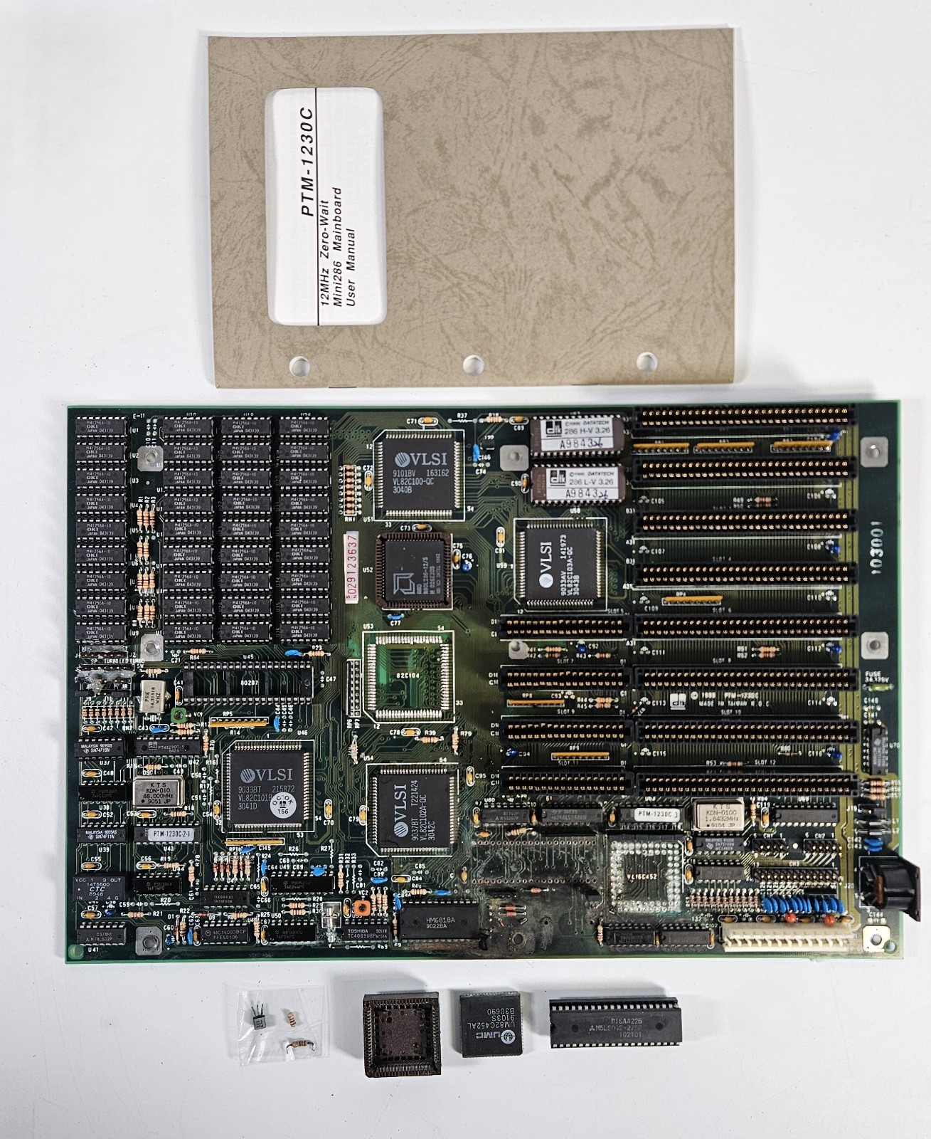 DTK Mini286 80286 Motherboard PTM-1230C 12MHz with Manual -Damaged [For Parts]