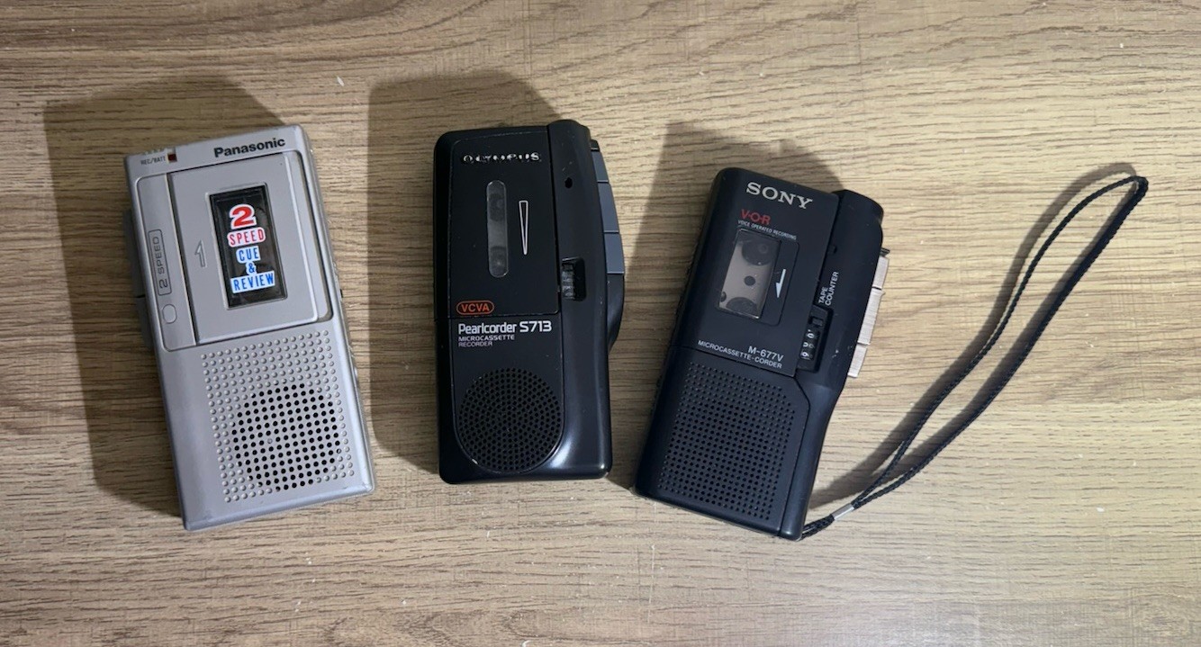 Lot of 3 Microcassette Recorders Sony M-677V Olympus S713 Panasonic RN-120 Parts