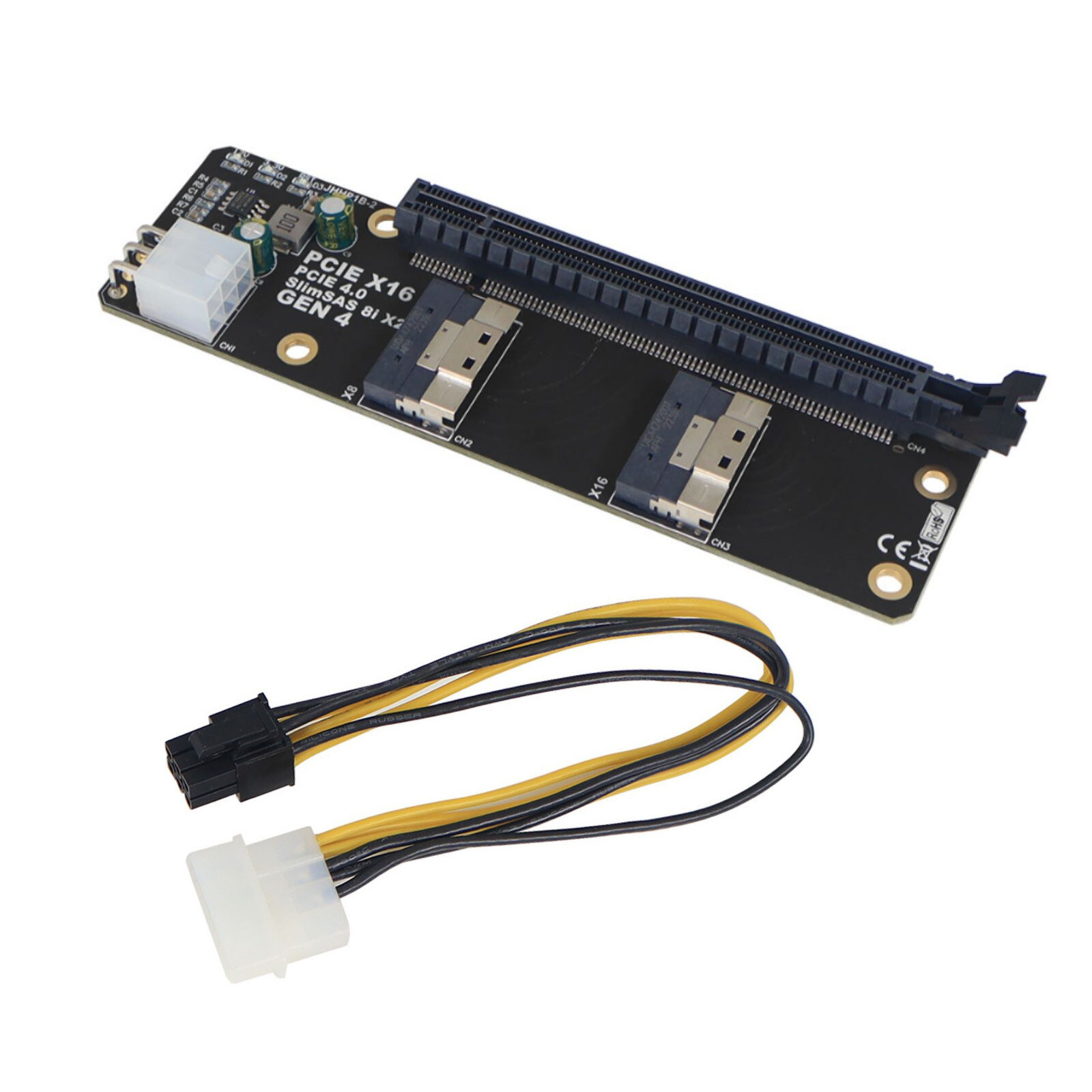 1pc SlimSAS 8i x2 to PCIe4.0 x16 Slot Adapter SFF8654 Riser Card GEN4 Network