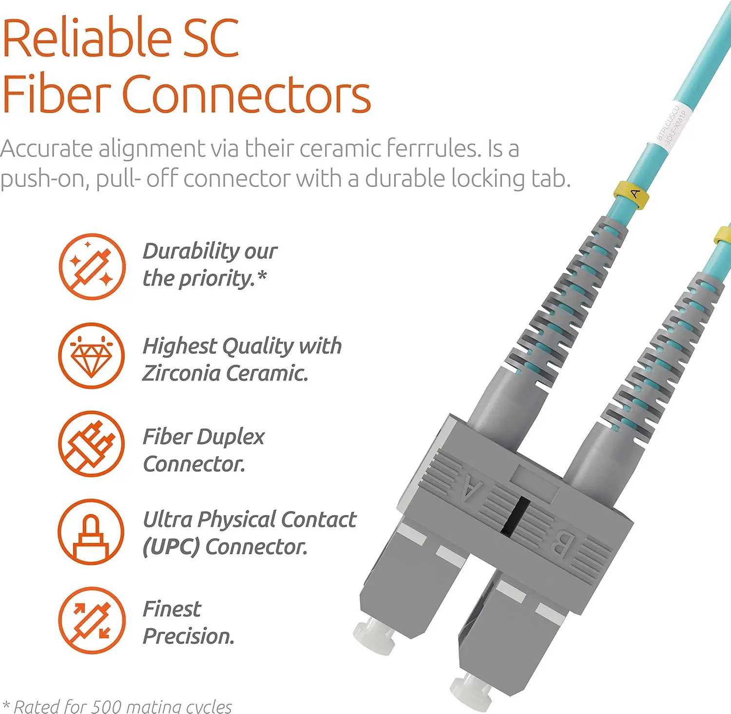 5M SC UPC-SC UPC Duplex OM3 50/125 Patch Cord LSZH 2.0mm LAN 