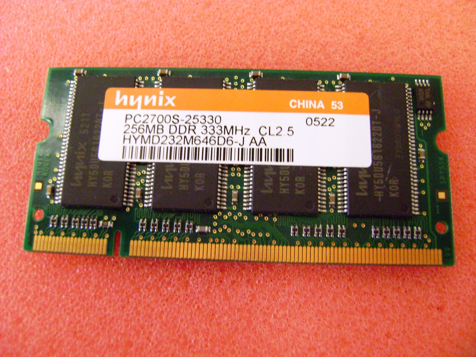 Hynix 256MB HYMD232M646D6-J DDR PC2700 333MHZ MEMORY RAM FOR LAPTOPS