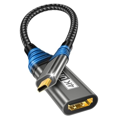 Micro HDMI to HDMI Adapter,4K@60Hz 3D 1080P Type D to A adapter cable supports