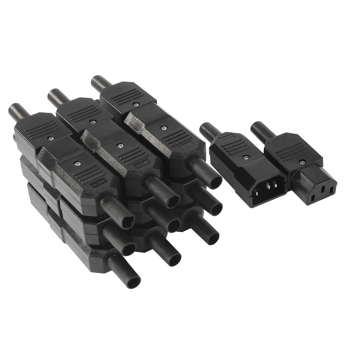 10Pair AC250V 10A 3P Panel Mount IEC320 C14 Socket C13 Adapter Connector