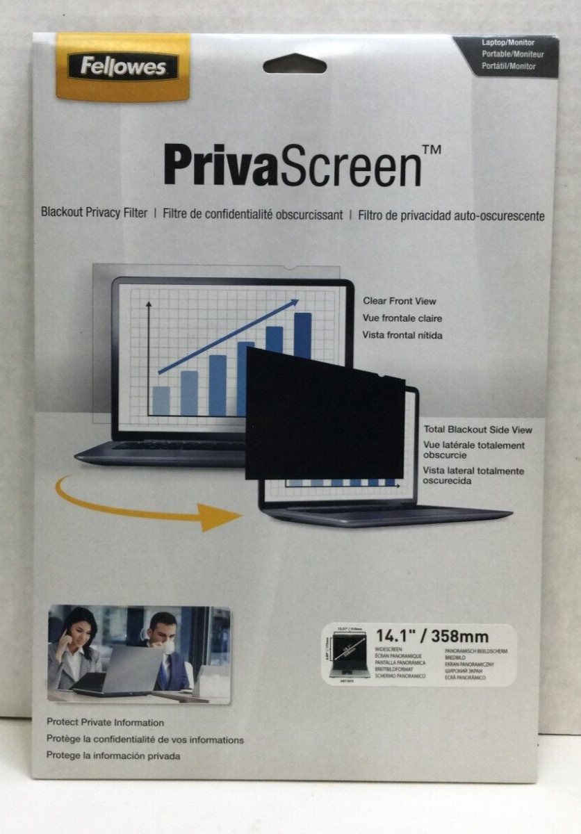 Fellowes PrivaScreen, 14.1" Blackout Privacy Filter, Great for Laptops/Monitors