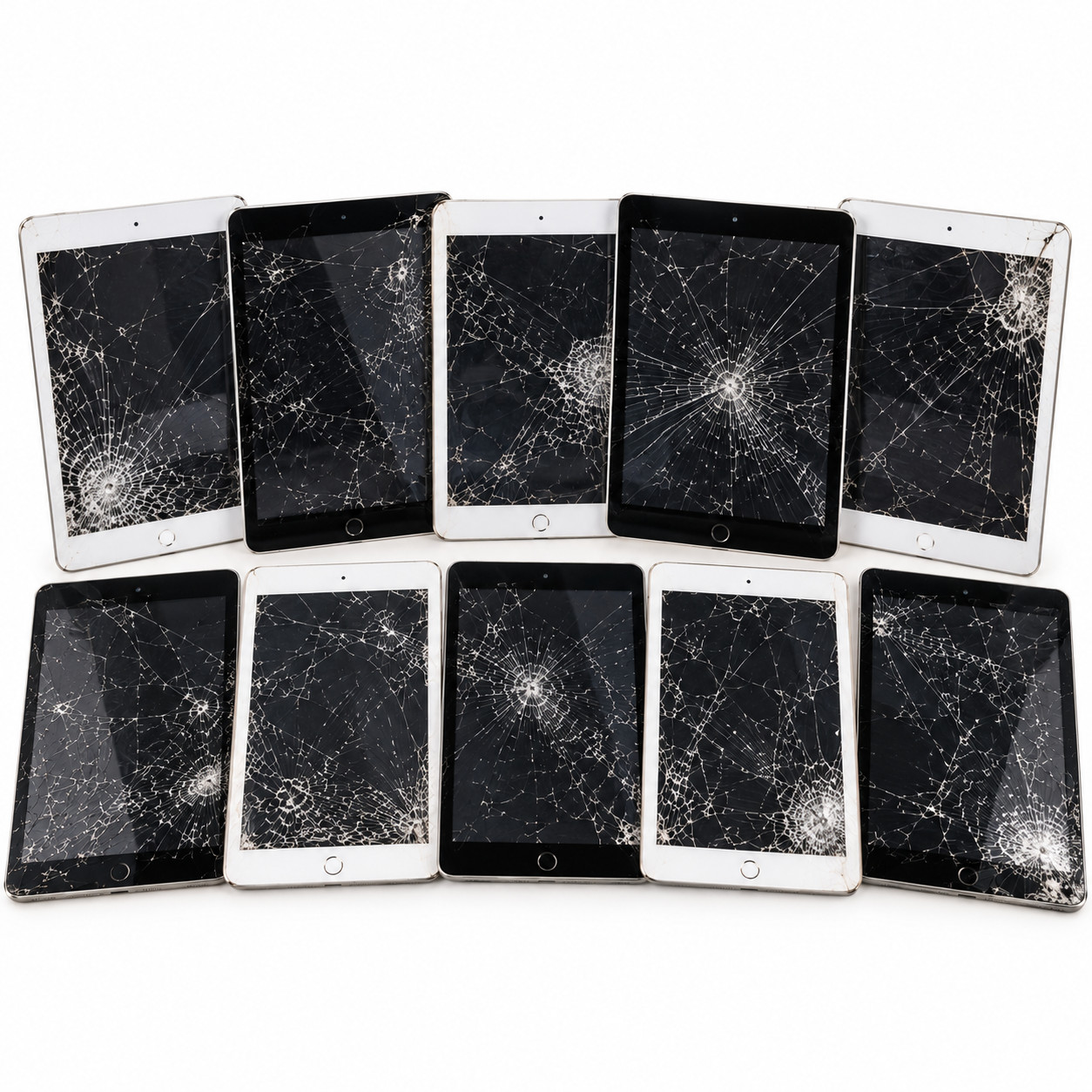Lot of 10 Apple iPad 6th Generation Gen Cellular A1954 Unlocked Cracked Screens