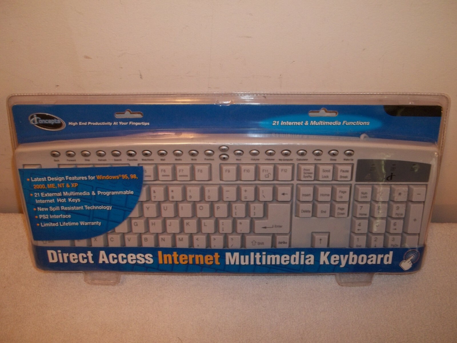 Vtg New IConcepts Direct Access Internet Multimedia Keyboard XP NT 2000 98 95