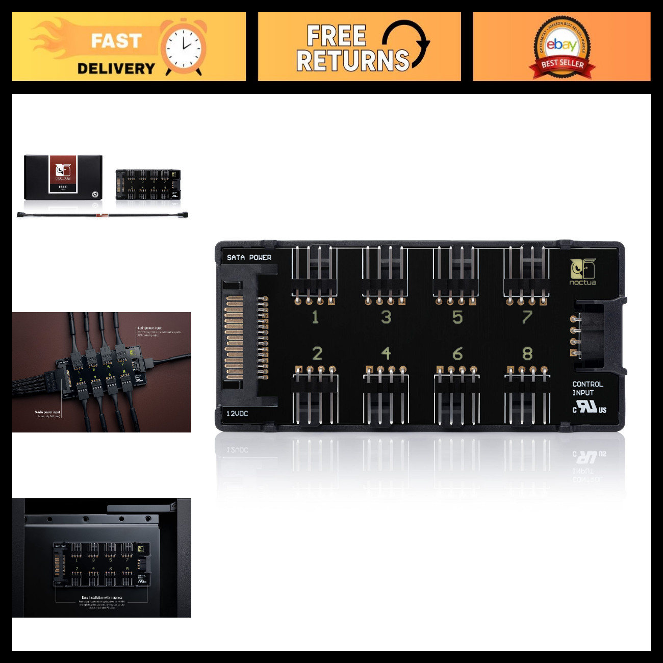 8-Port PWM Fan Hub, Magnetic Design, Short Circuit Protection, PC Cooling Access
