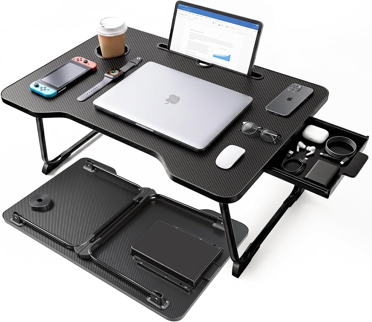 Lap Desk for Adults - Portable Foldable Bed Desk Tray Table