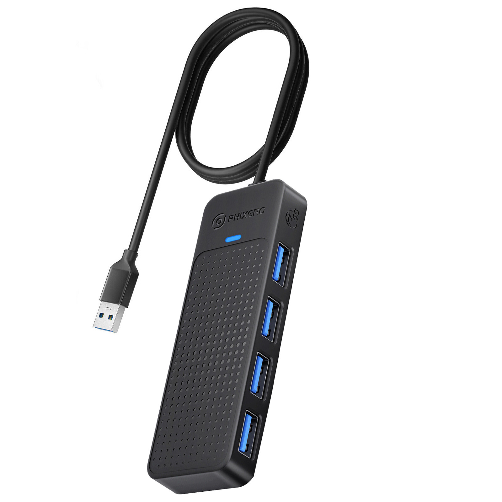 PHIXERO USB 3.0 Hub 4-Port USB Hub USB Splitter w/ Super Speed 5Gbps 3.3ft Cable