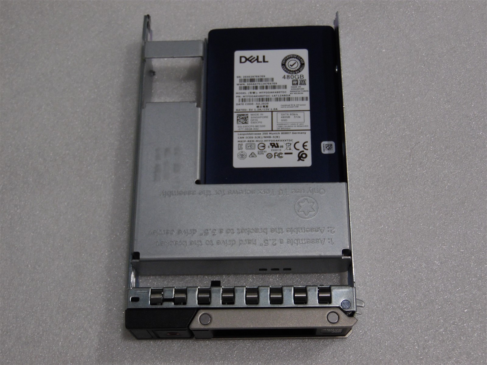 480GB 6G 512e DELL SSD SATA READ INTENSIVE 2.5" HDD R740 R750 R760 SERVER 3DCP0 