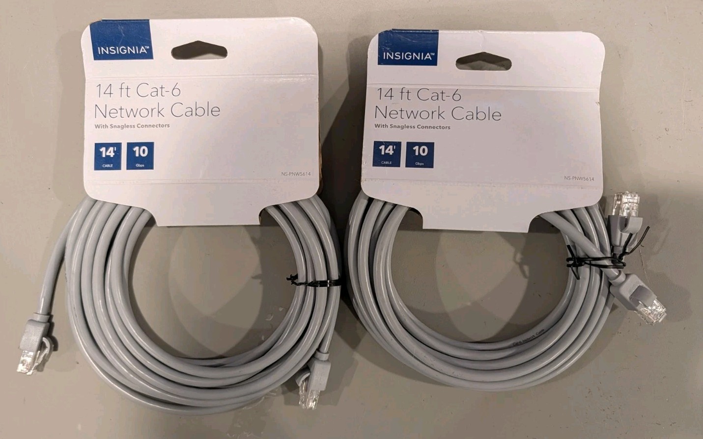 2X Insignia - 14ft Cat-6 Network Cable - Ethernet RJ45 - 10Gbps - NS-PNW5614