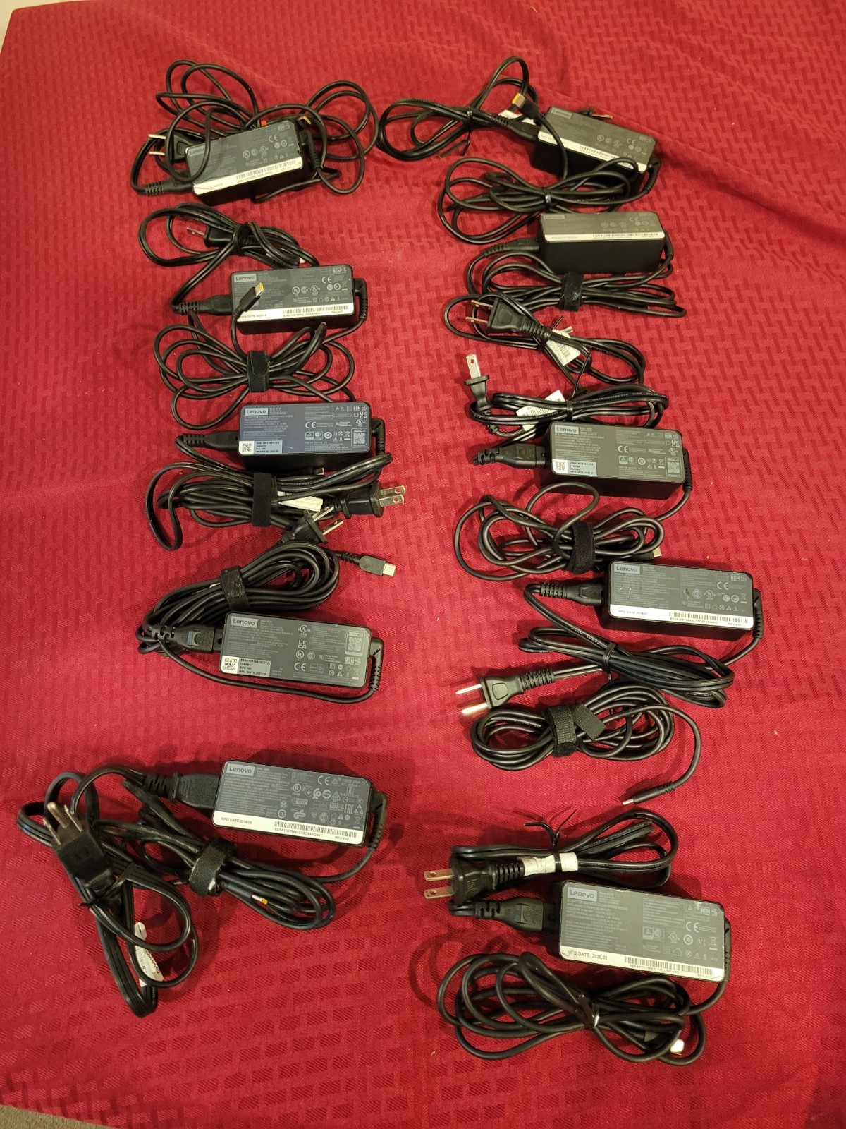 LOT OF 10 GENUINE LENOVO 45W  USB-C AC Adapter WITH POWER CORD