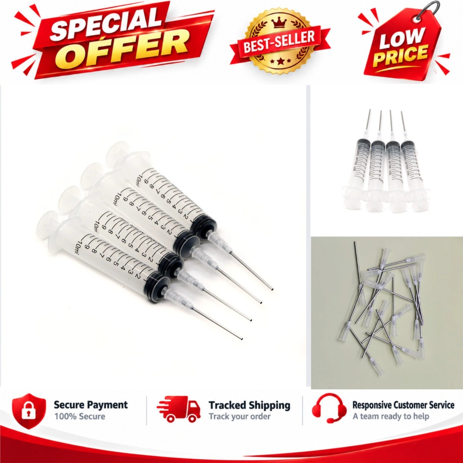 4pc 10ml Ink Refill Syringe Kit with 16G Needle for Epson HP Canon