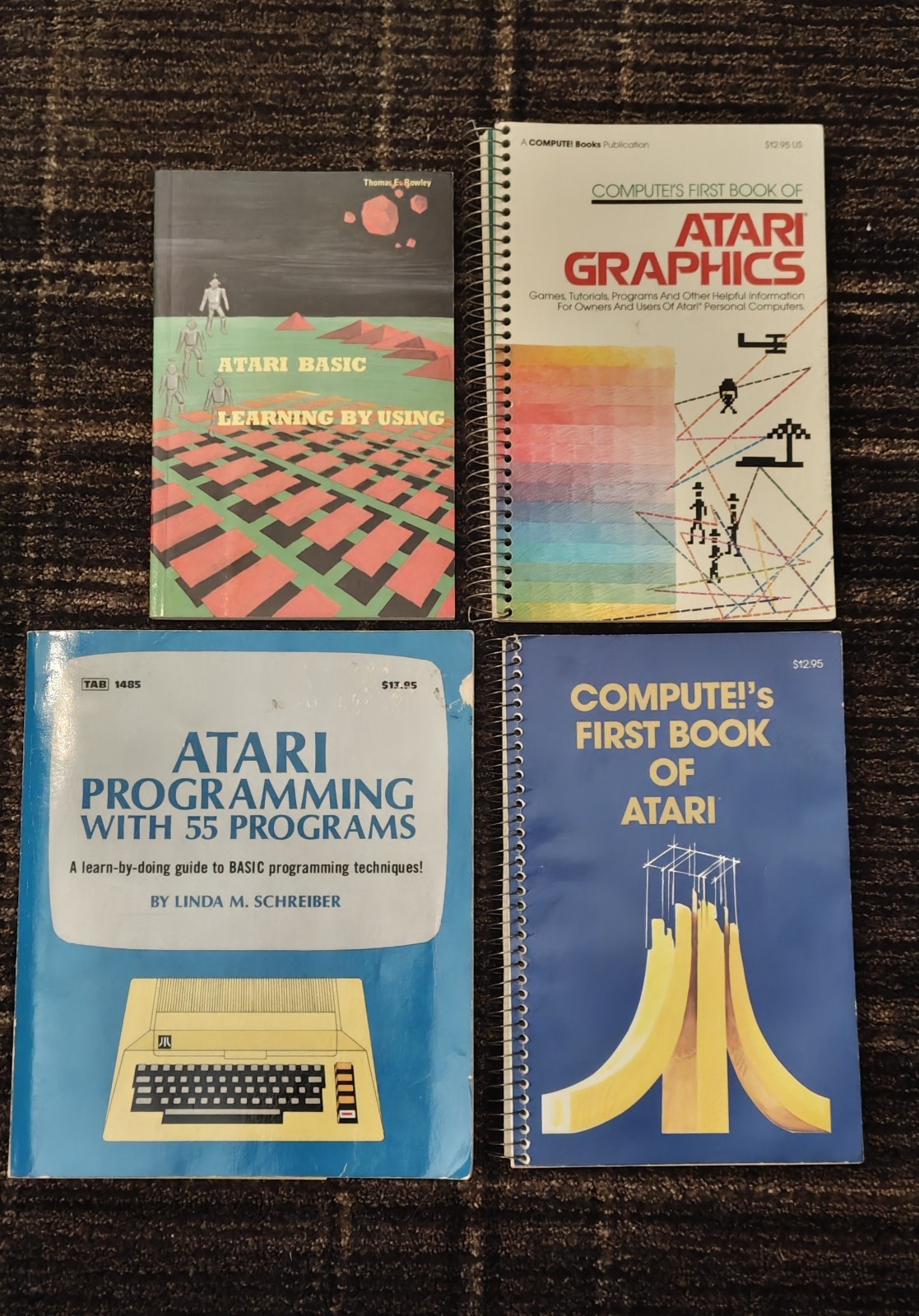 4 Atari Program Books Basic Learning By Using 55 Programs And 2 First Spirals