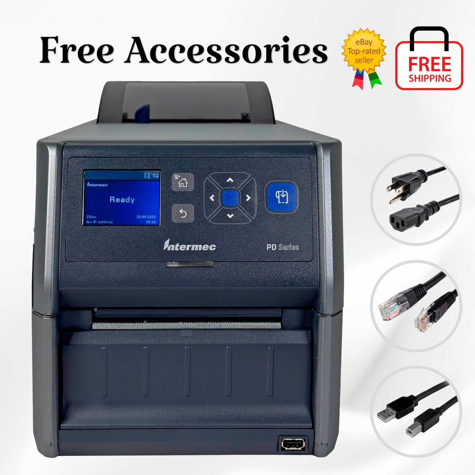 BUNDLE Intermec PD43 Thermal Transfer Barcode Label Printer USB Ethernet