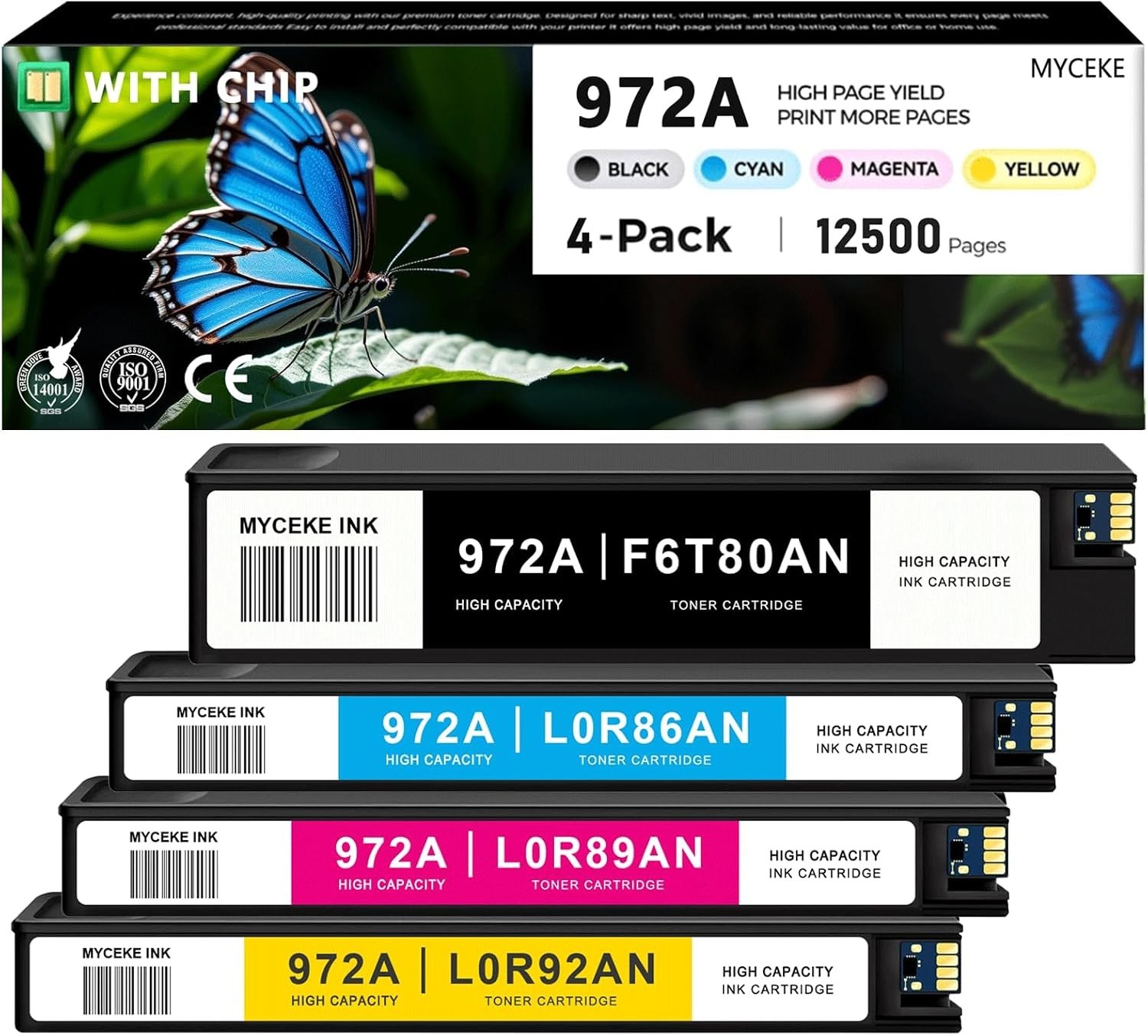 972A High Yield Ink Cartridges ++ Replacement for 972 972A Ink Full Set BK/C/M/Y