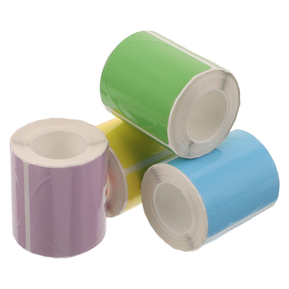 4 Rolls Round Direct Thermal Labels, 2" Stickers, 140pcs/Rolls