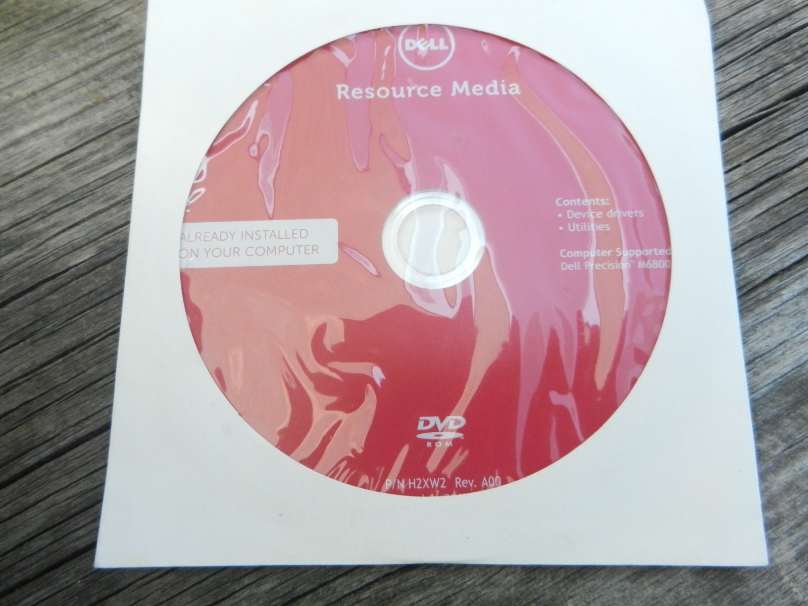 Dell H2xW2Resource Media - Device Drivers Precision M6800- CD  9NPF8