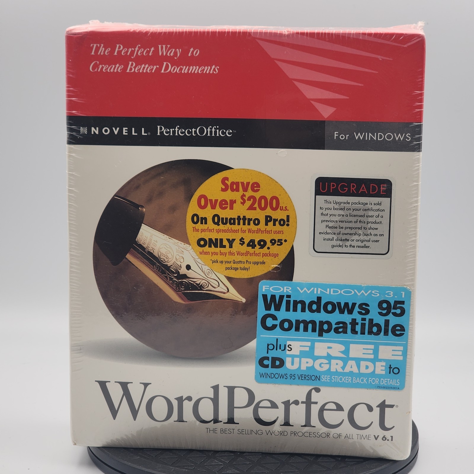 Word Perfect Upgrade For Windows  Version 6.1 3.5" HD Diskettes
