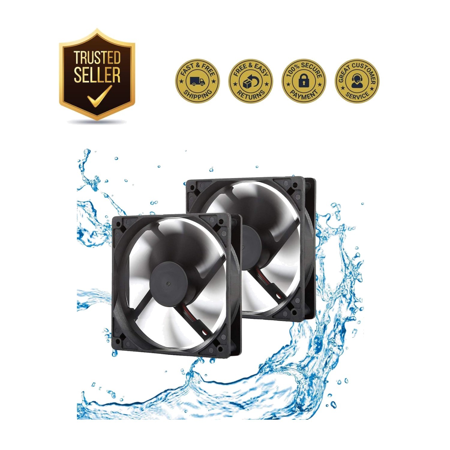 Versatile 120mm 12V RV Cooling Fan Set - Easy Installation & Moisture-Proof