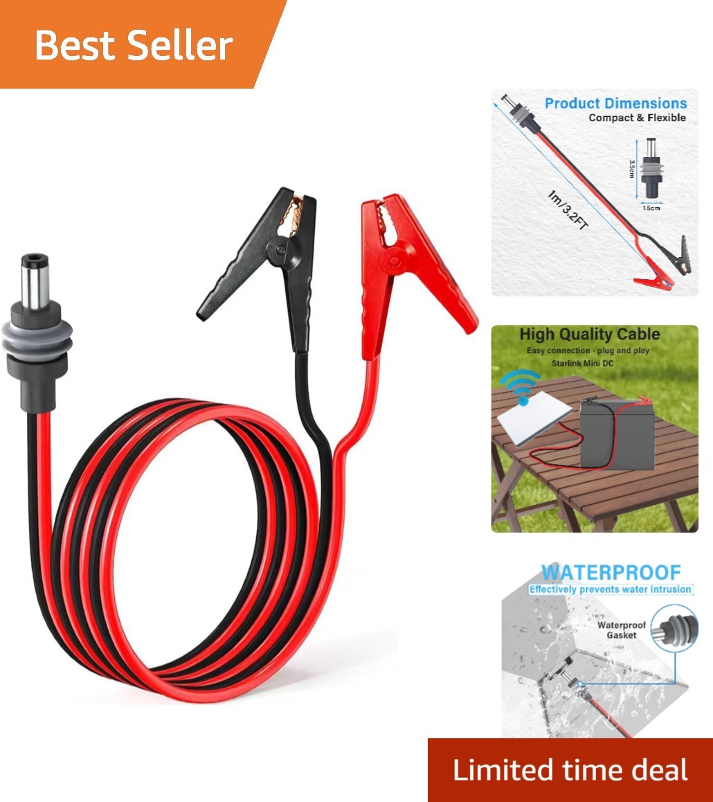 Heavy-Duty 14AWG DC Power Extension Cable for Starlink Mini - 3.2FT Waterproof
