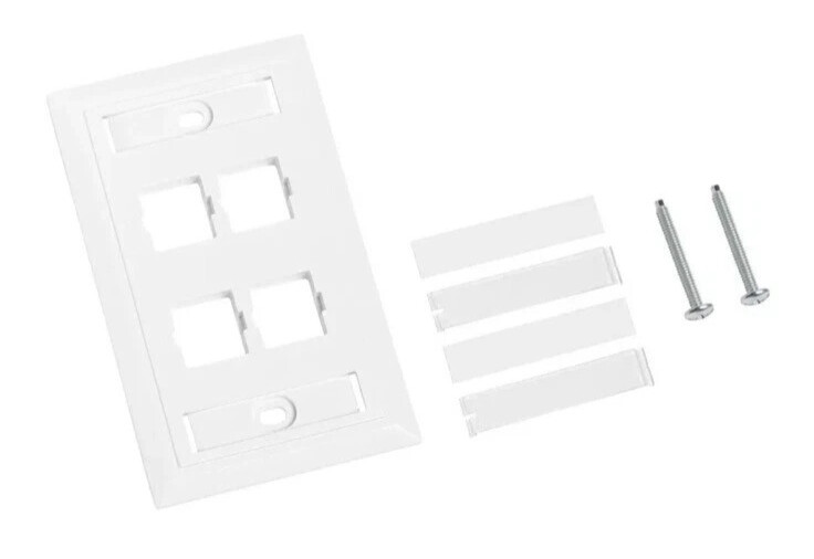 Commscope White 4 Port Faceplate w/Label Strip 108168543 M14L-262 ⭐Lot Of 4⭐