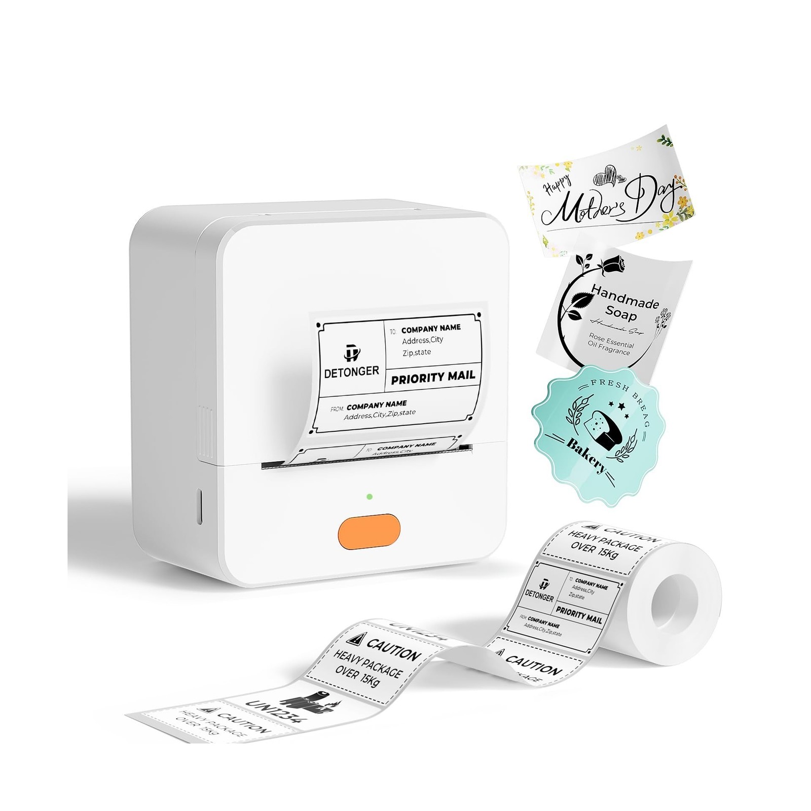 DETONGER Label Maker Machine P1 2 Inch Thermal Printer Portable Bluetooth Shi...