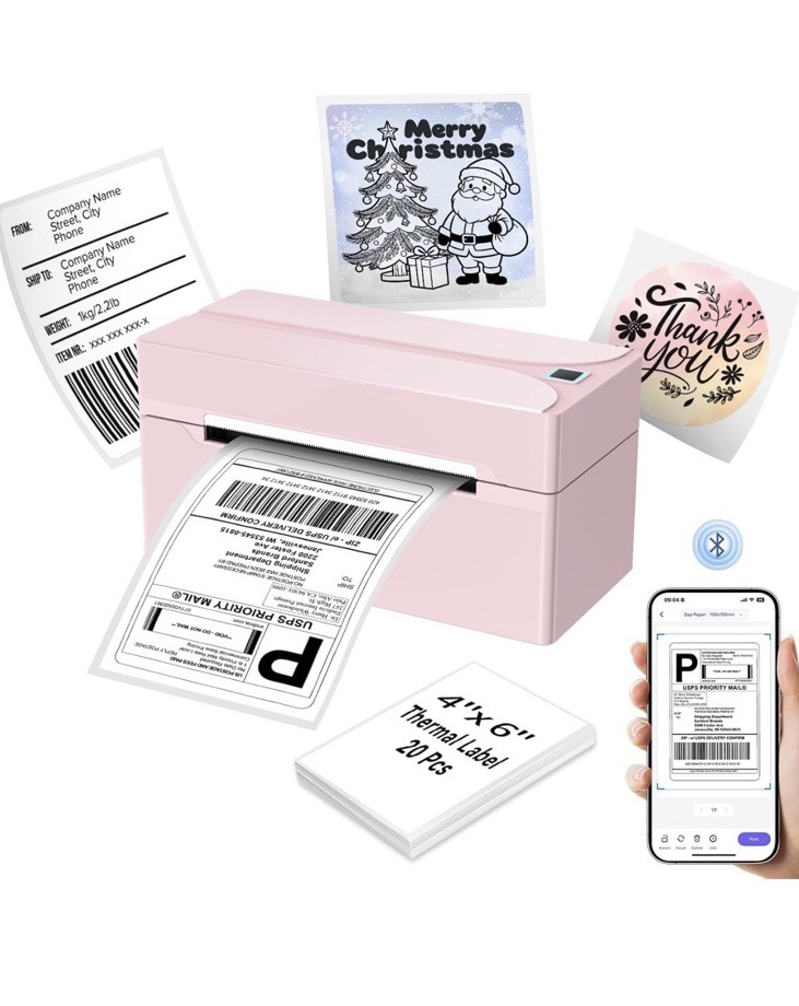 Bluetooth Thermal Wireless Label Printer 4x6 Works With iOS,Android,Windows,Mac