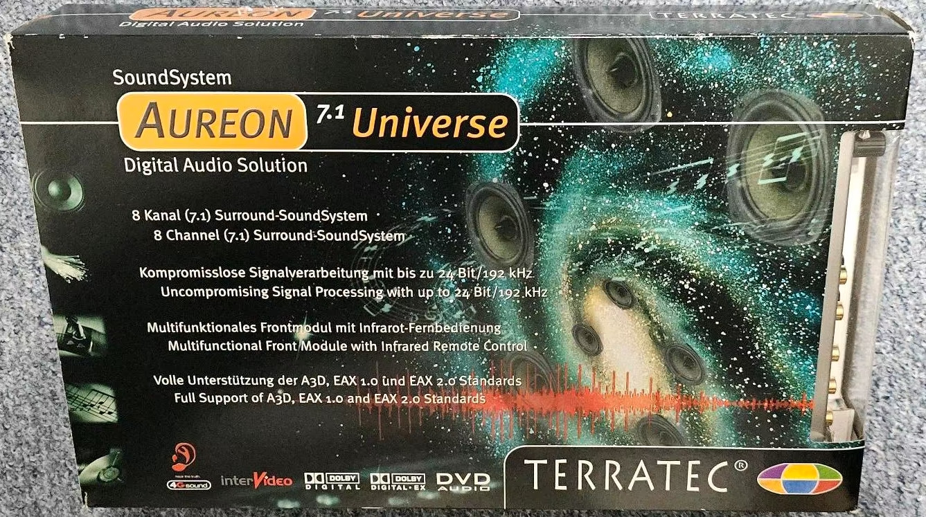 Pc Pro class sound card Terratec  AUREON UNIVERSE 7.1  5.25 bay module +remote