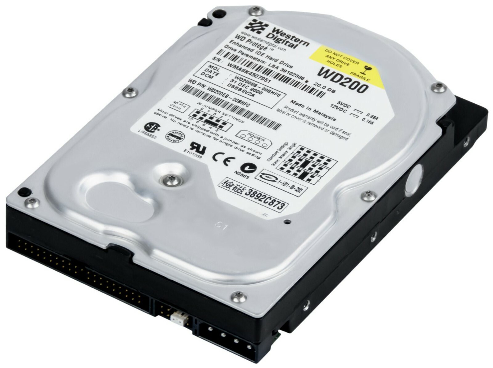 HARD DRIVE WESTERN DIGITAL PROTEGE WD200EB 20GB 5400RPM 2MB ATA 3.5" inch