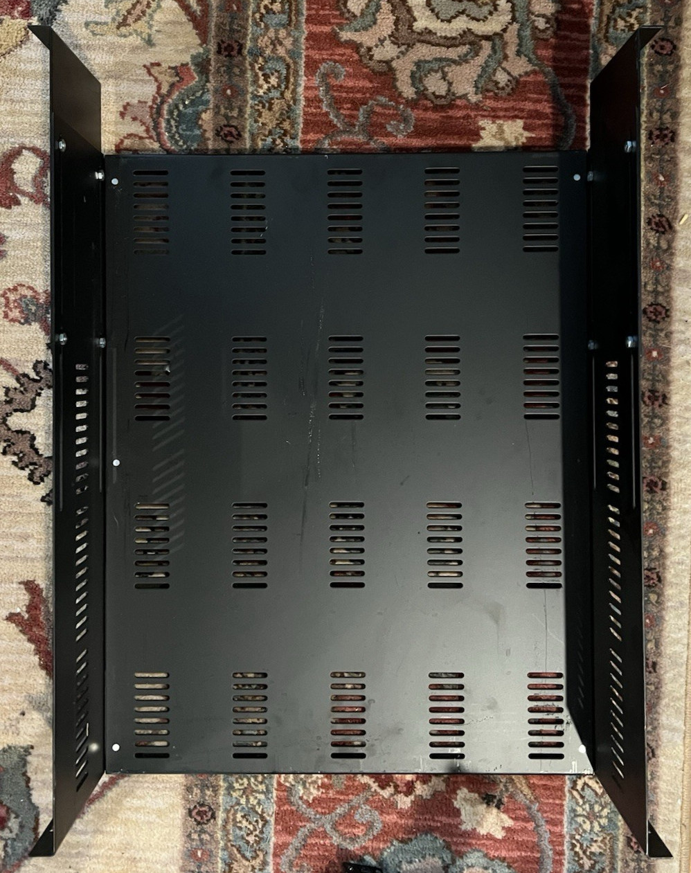 Sturdy Metal 19-Inch Rackmount Vented Adjustable Length Shelf (2U)