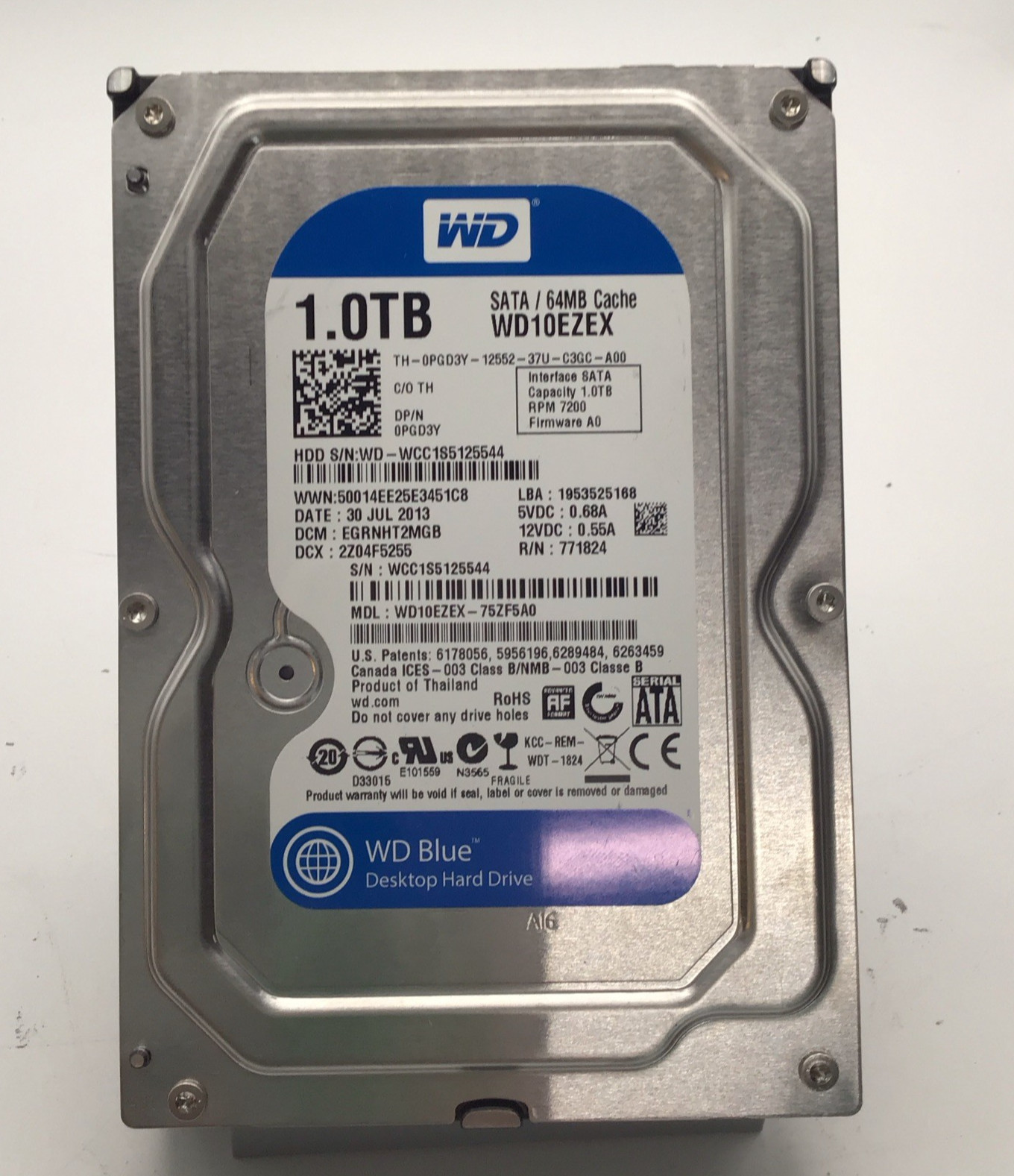 Western Digital WDC WD10EZEX-75ZF5A0 1 TB HDD Desktop Hard Drive 3.5" Tested