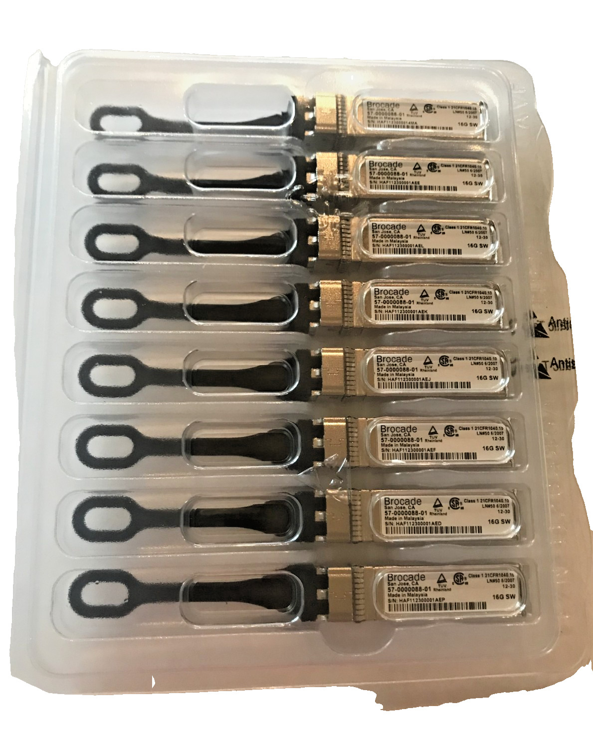 8-Pack Brocade 16Gb SW FC SFP+ Optical Transceivers 57-0000088-01 NEW SEALED