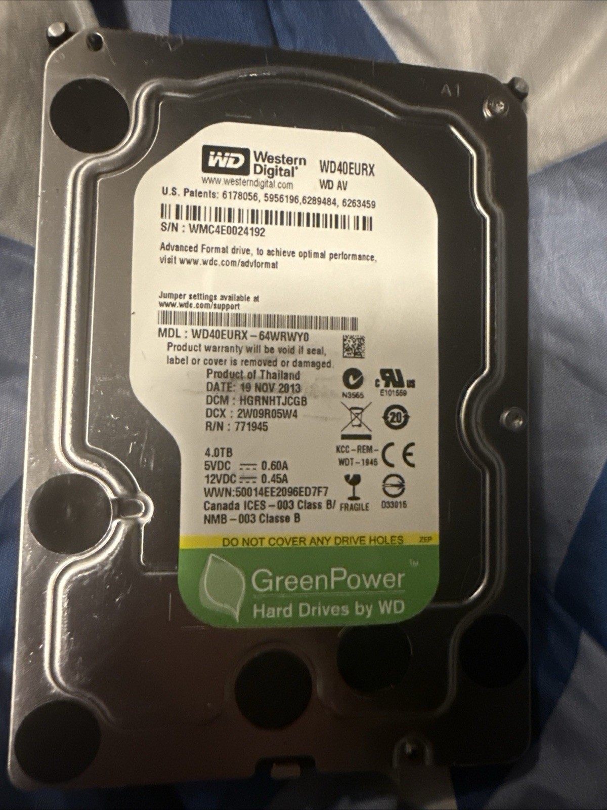 Western Digital GreenPower 4TB SATA 3.5" Internal HDD WD40EURX Advanced Format