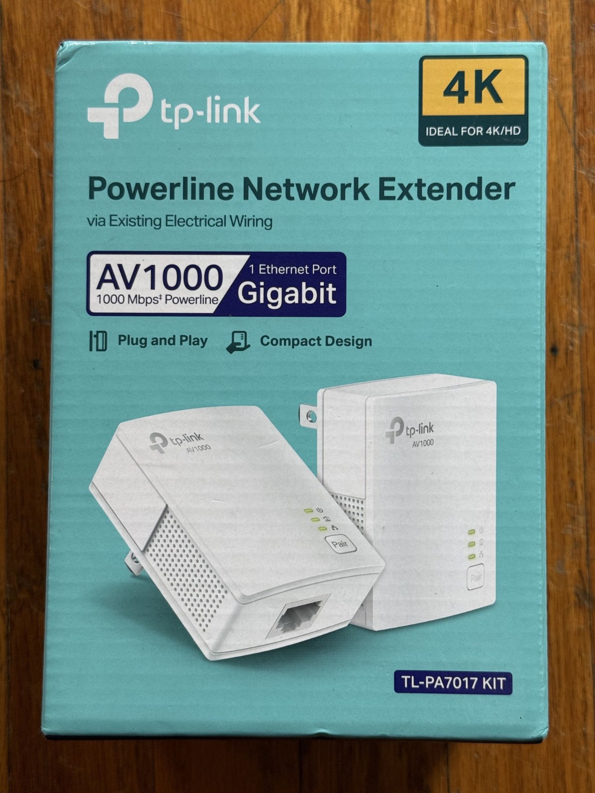 TP-Link AV1000 Gigabit Powerline Network Extender Kit TL-PA7017 4K New/Open Box