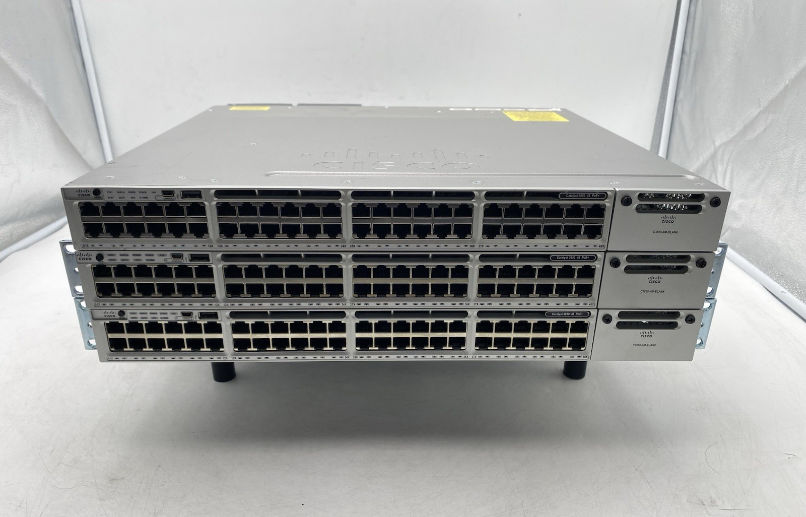Lot of 3 Cisco WS-C3850-48F-S 3850 Switch 48 1GE RJ-45 PoE Ports 2x PSUs