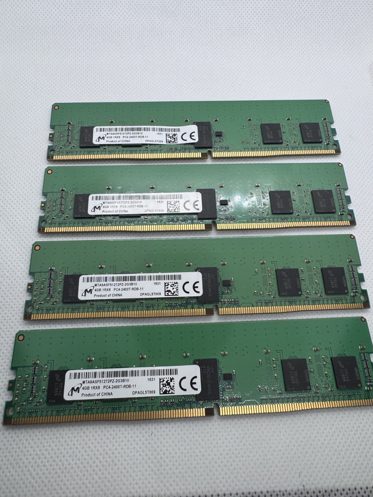 16GB Micron 4 x 4GB RAM 1RX8 PC4-2400T-RDB-11 ECC REG Server Memory