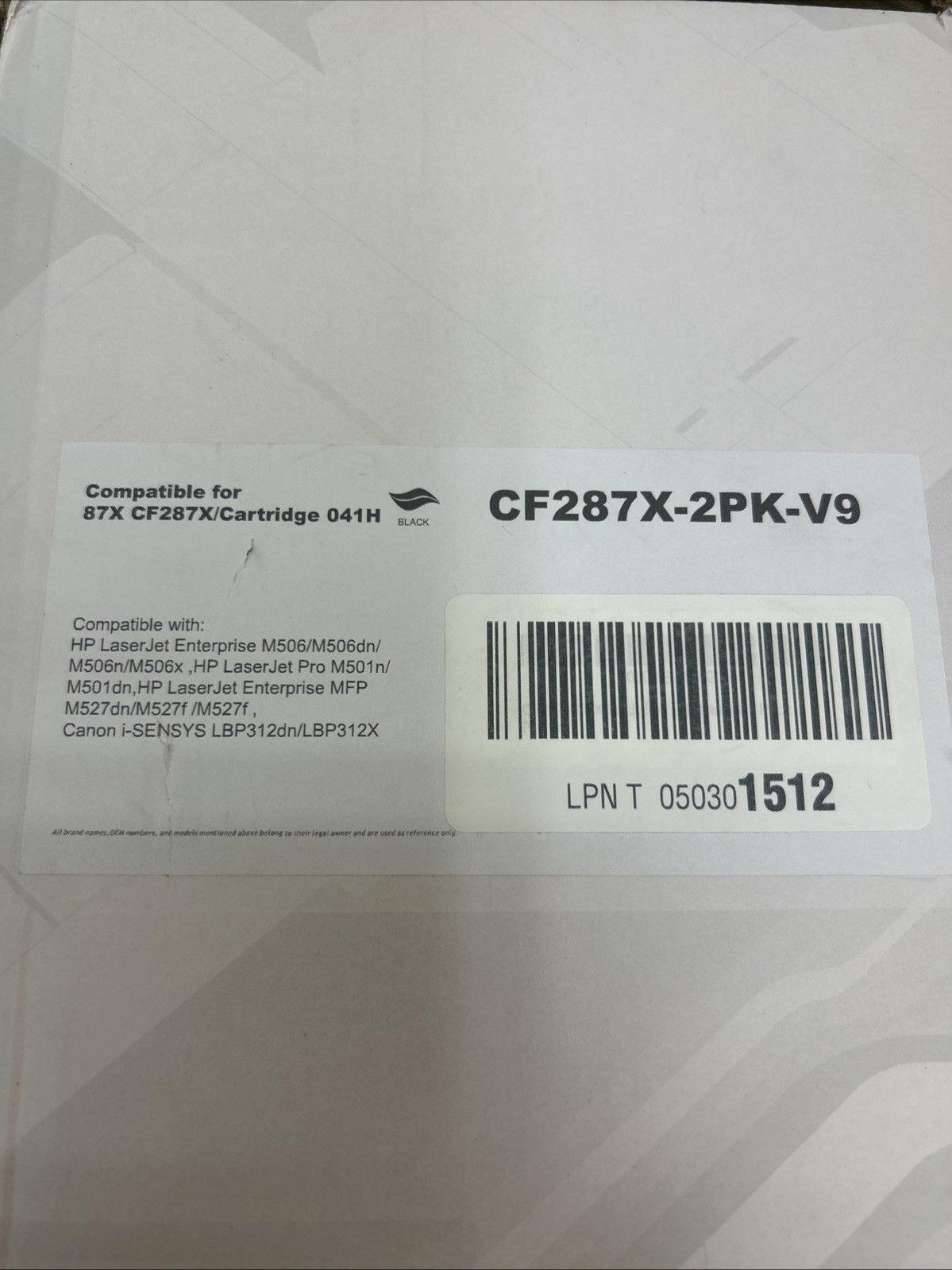 Compatible With HP CF287X  LaserJet Toner Cartridge - Black 2 Pack Sealed New