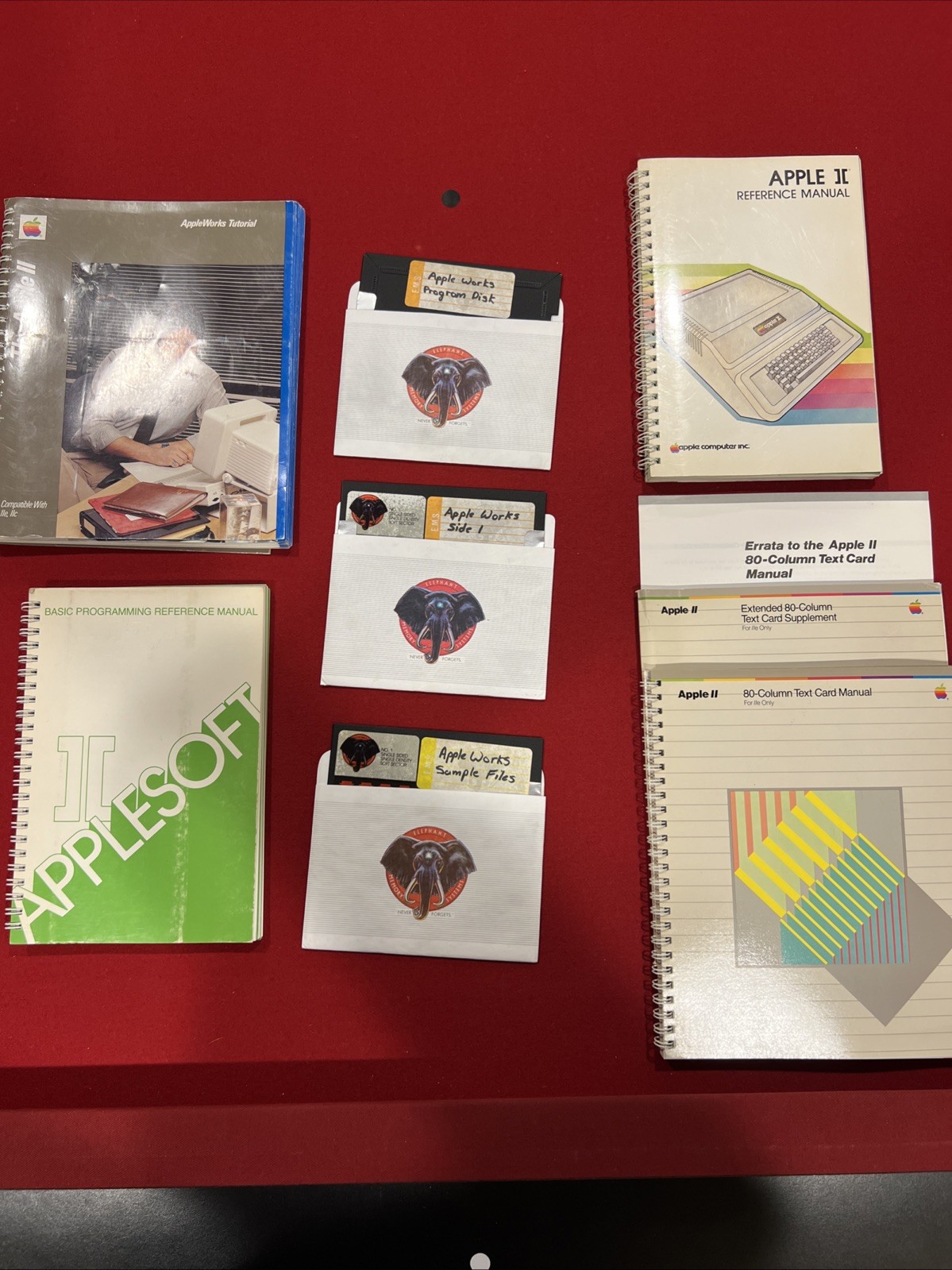 Vintage Apple II Manual Lot: Reference, BASIC, 80-Column, AppleWorks & Disks IIe